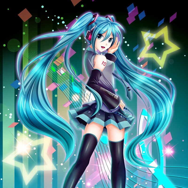 Blue-haired Anime Girl — Cyan, Energetic, Headphones
