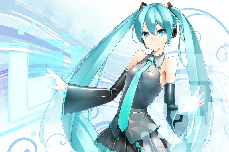 Blue-haired Anime Girl — Cyan, Futuristic, Digital Art