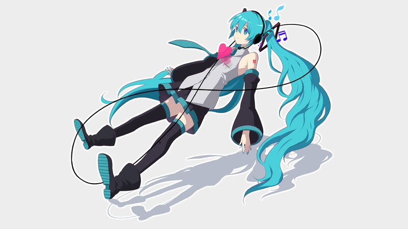 Blue-haired Anime Girl — Cyan, Playful, Headphones