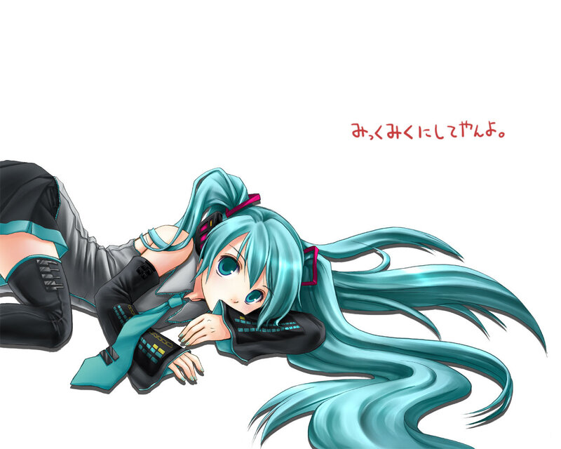 Blue-haired Anime Girl — Cyan, Playful, Long Hair, Black Outfit, Tie