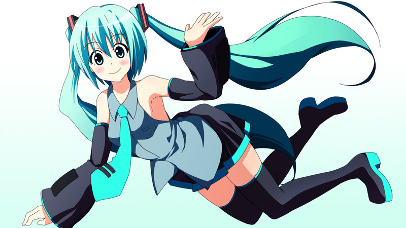 Blue-haired Anime Girl — Cyan, Playful, Long Hair, Tie