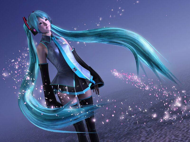 Blue-haired Anime Girl — Cyan, Serene, 3d Render