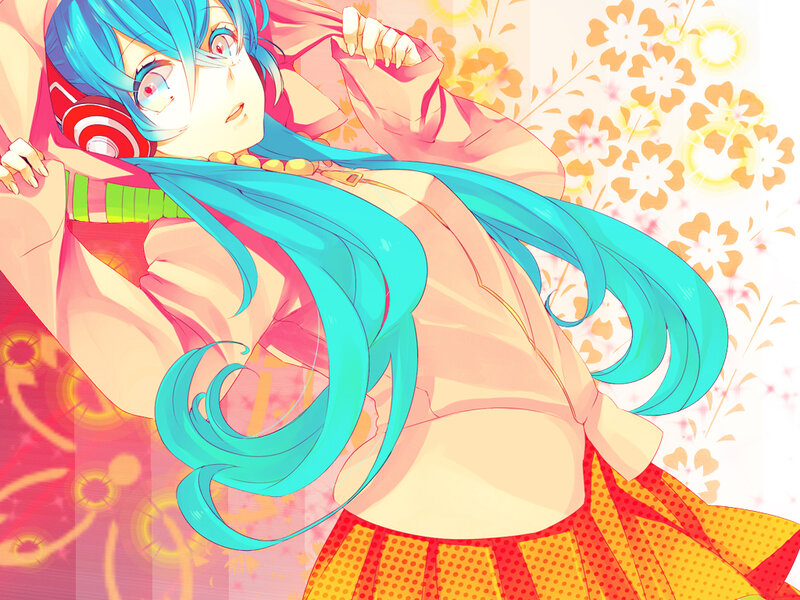 Blue-haired Anime Girl — Cyan, Vibrant, Headphones