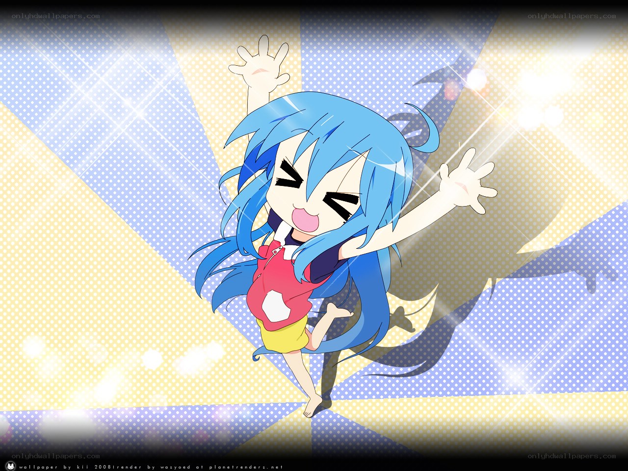 blue-haired anime girl dancing