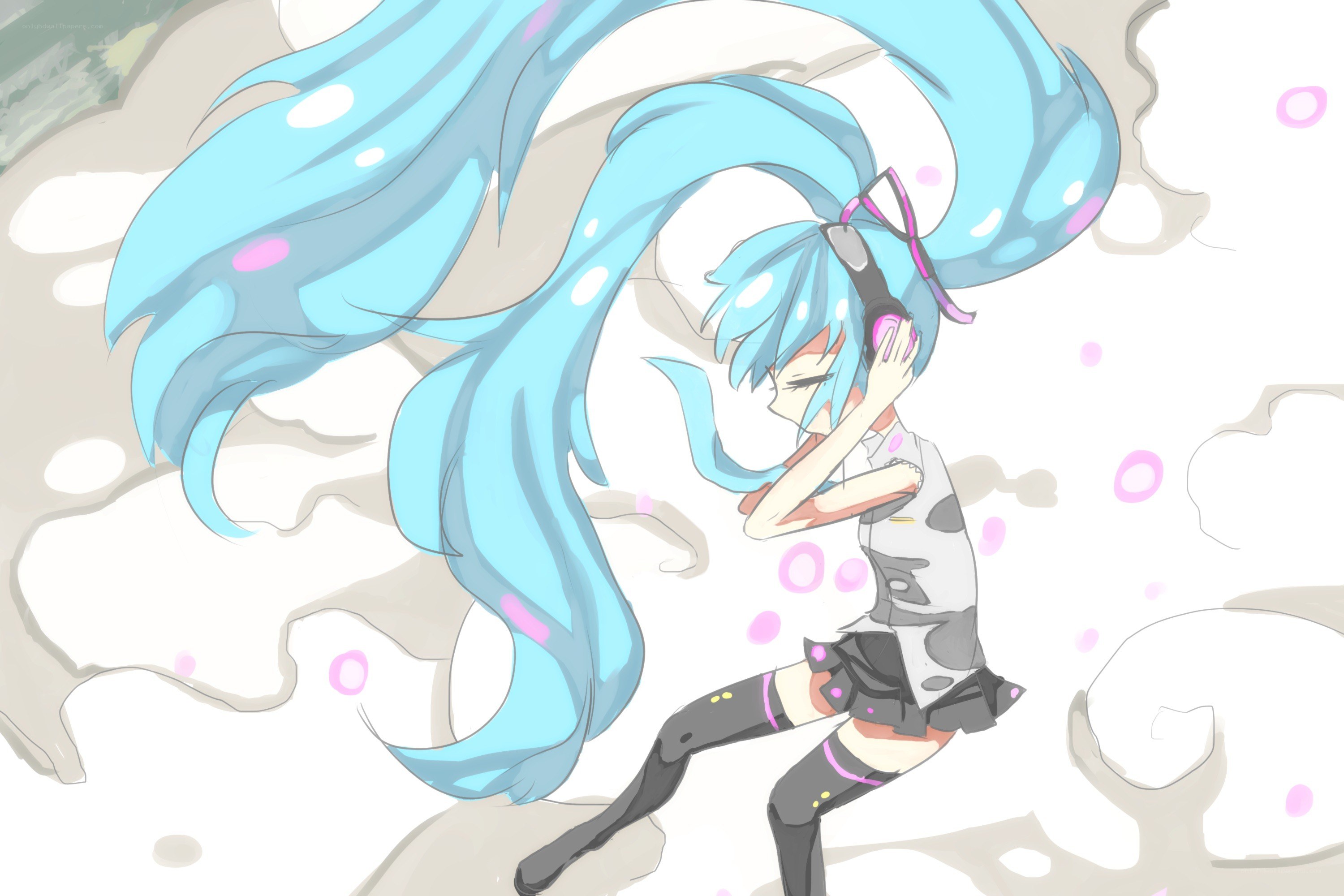 blue-haired anime girl dancing
