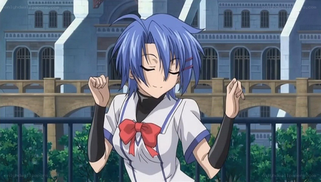 blue-haired anime girl dancing