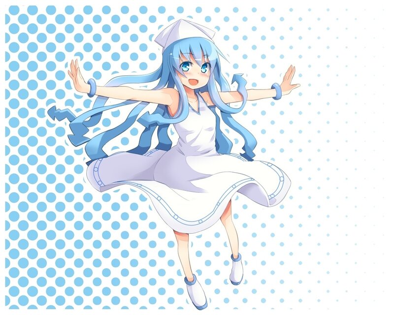 blue-haired anime girl dancing