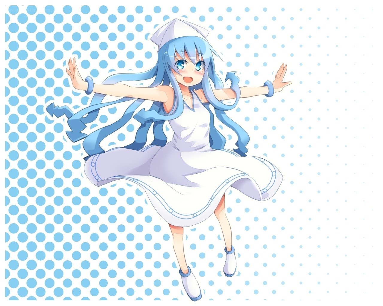 blue-haired anime girl dancing