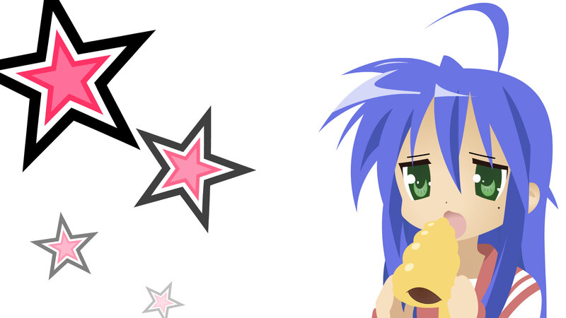 blue-haired anime girl eating corn