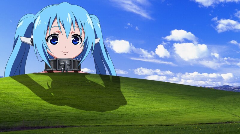 Blue-haired Anime Girl — Green, Serene