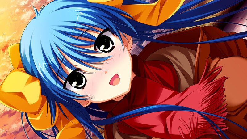 blue-haired anime girl in action