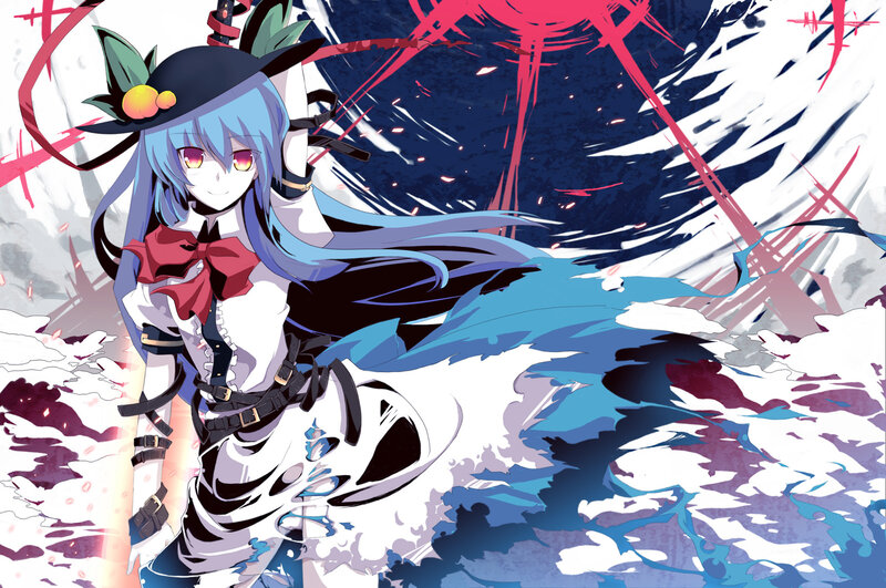 blue-haired anime girl in action
