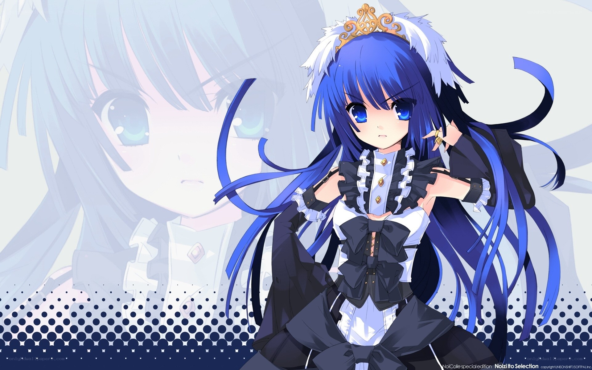 blue-haired anime girl in dress