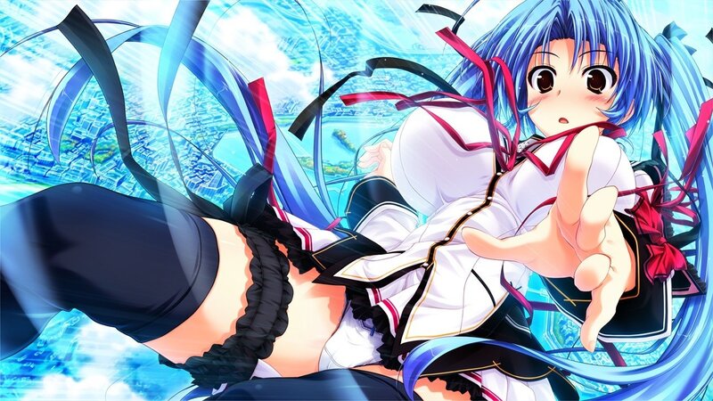 blue-haired anime girl in dynamic pose