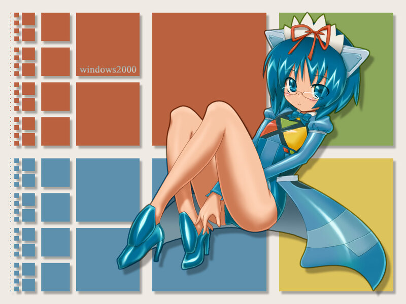 blue-haired anime girl in high heels