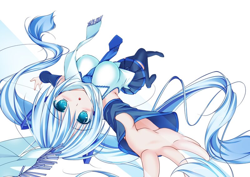 blue-haired anime girl in motion