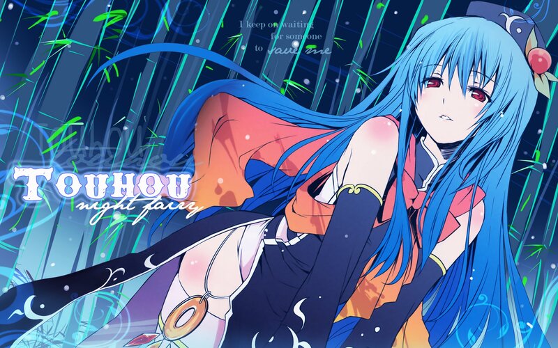 Blue-haired anime girl in rain