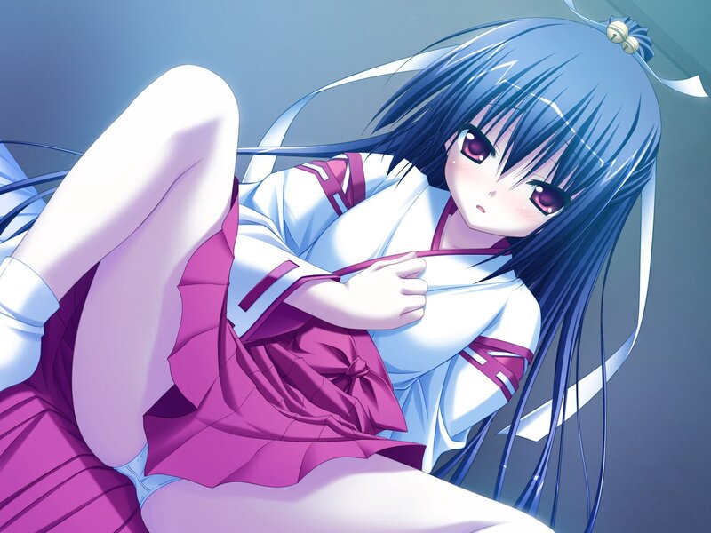 blue-haired anime girl in school uniform