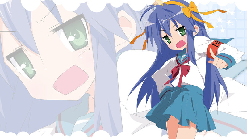 blue-haired anime girl in school uniform