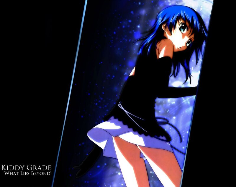 Blue-haired anime girl in space