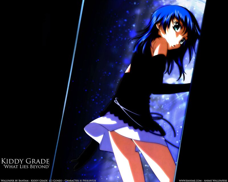 Blue-haired anime girl in space