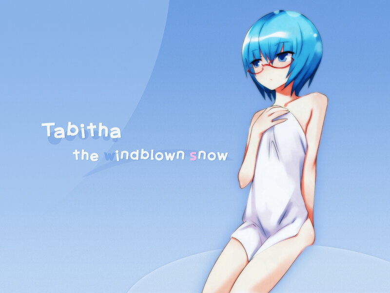 Blue-haired anime girl in towel