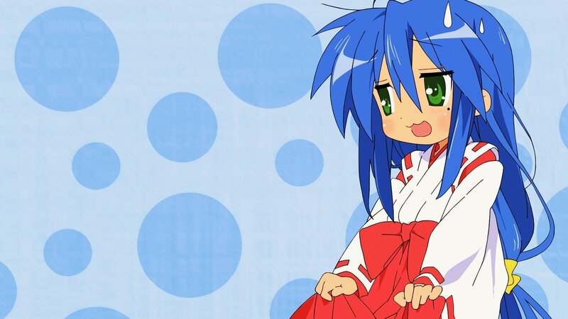 blue-haired anime girl in traditional outfit
