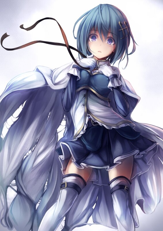 blue-haired anime girl in uniform