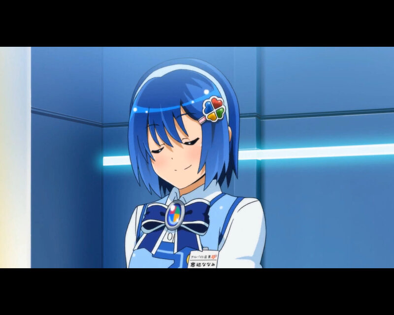 blue-haired anime girl in uniform