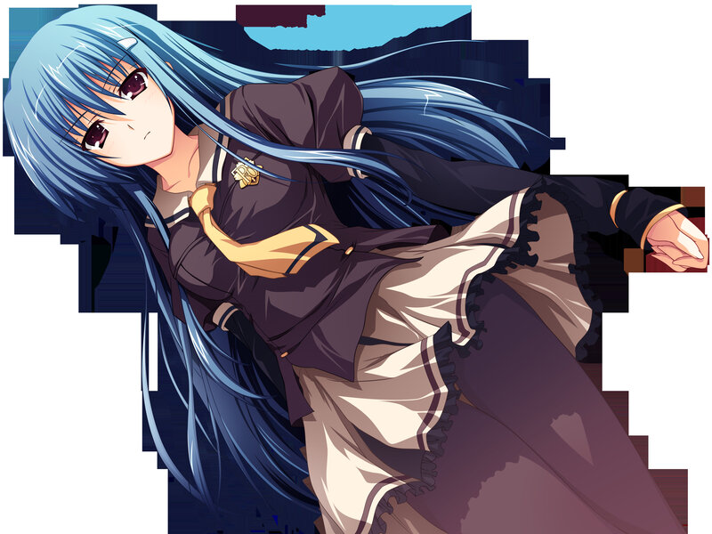 blue-haired anime girl in uniform