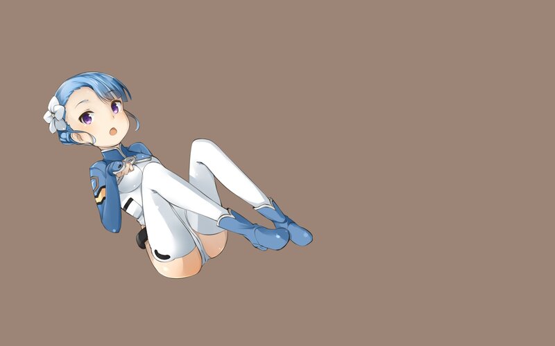 blue-haired anime girl in white suit