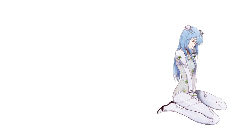 blue-haired anime girl in white suit