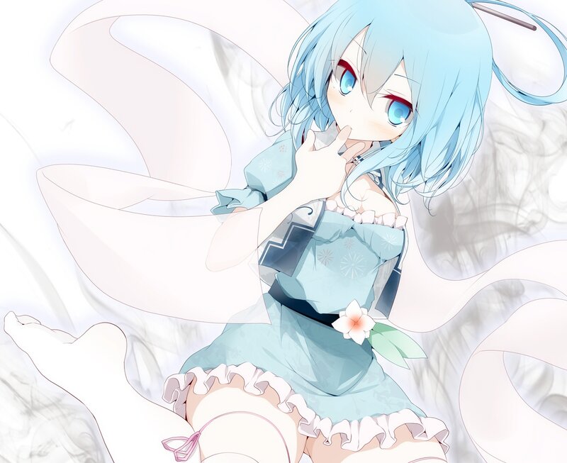 Blue-haired Anime Girl — Light Blue, Serene