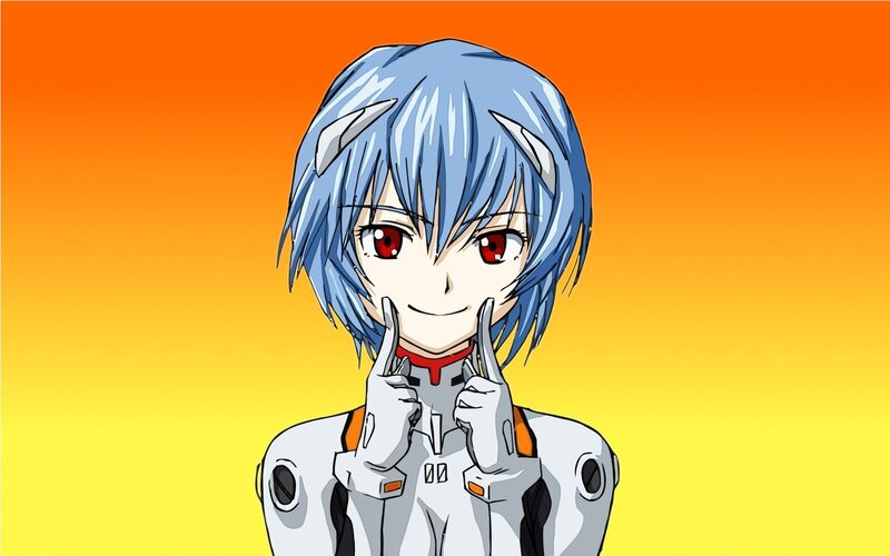 Blue-haired Anime Girl — Orange, Playful