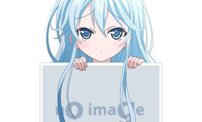 blue-haired anime girl peeking