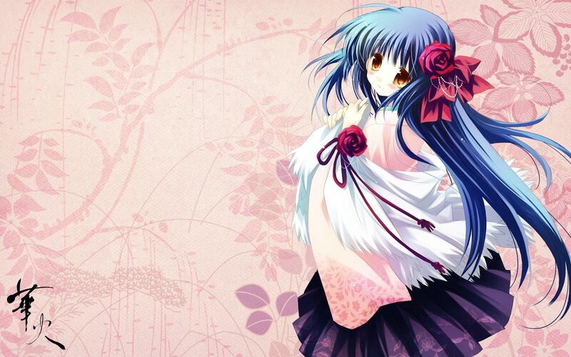 Blue-haired Anime Girl — Pink, Calm, Rose