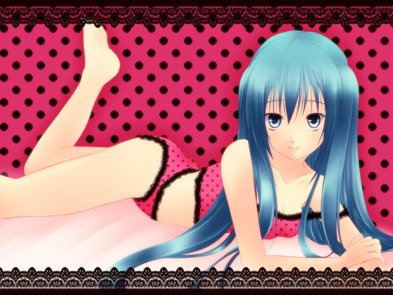 Blue-haired Anime Girl — Pink, Calm
