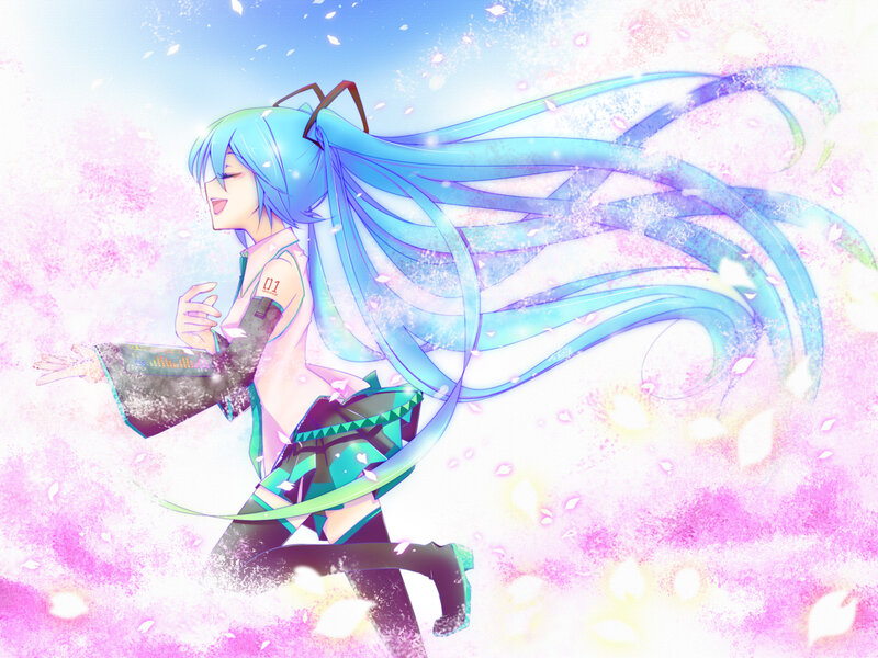 Blue-haired Anime Girl — Pink, Dreamy, Spring