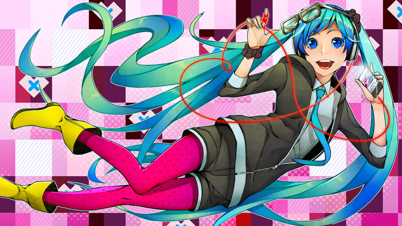 Blue-haired Anime Girl — Pink, Playful, Headphones
