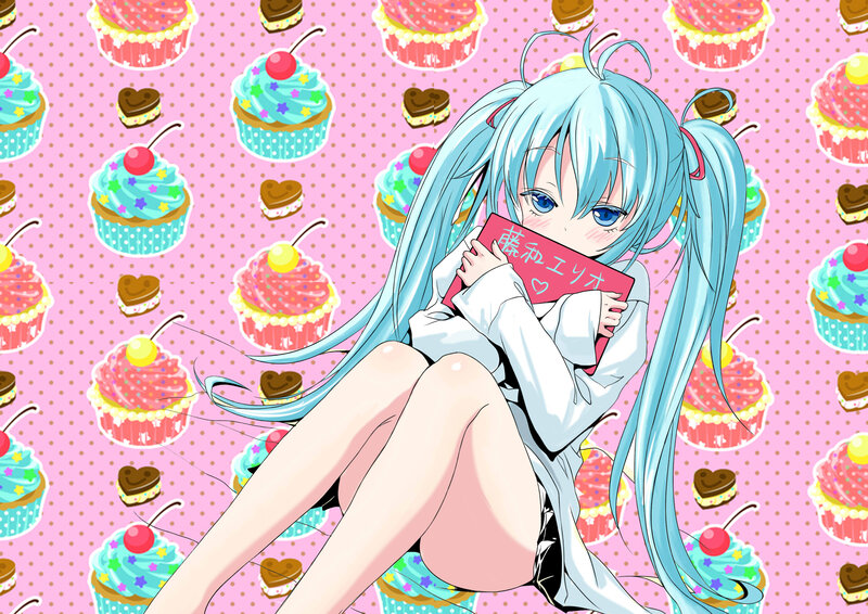 Blue-haired Anime Girl — Pink, Playful