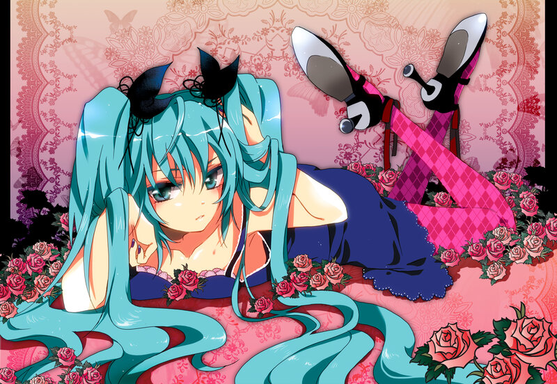 Blue-haired Anime Girl — Pink