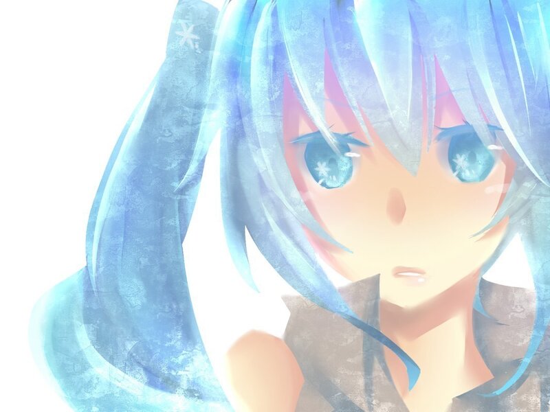 blue-haired anime girl portrait