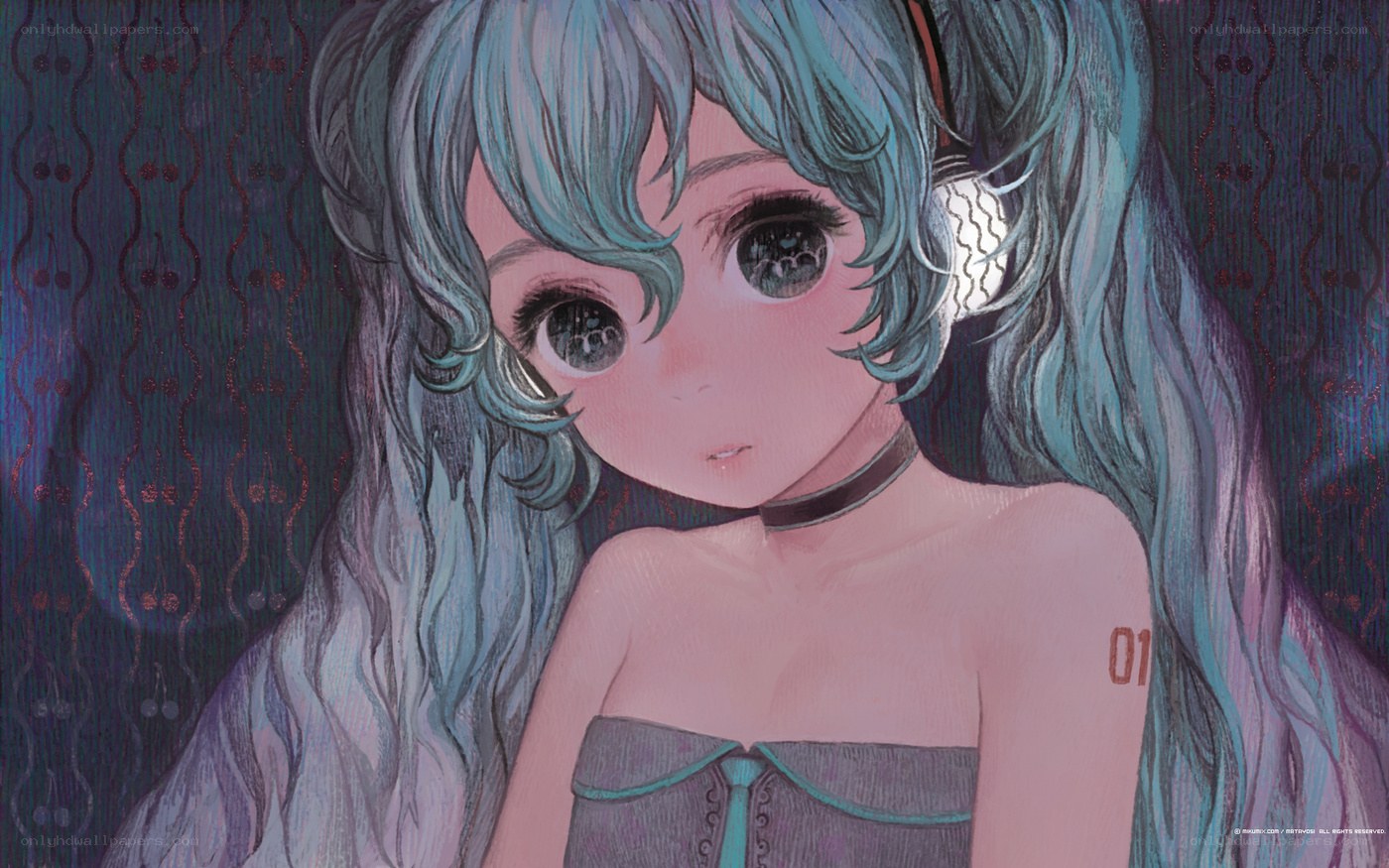 blue-haired anime girl portrait