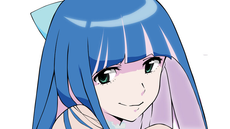 blue-haired anime girl portrait