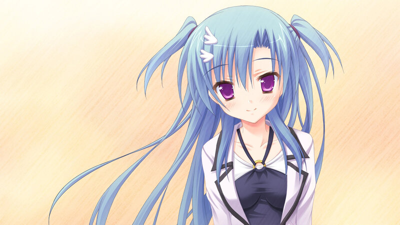 blue-haired anime girl portrait