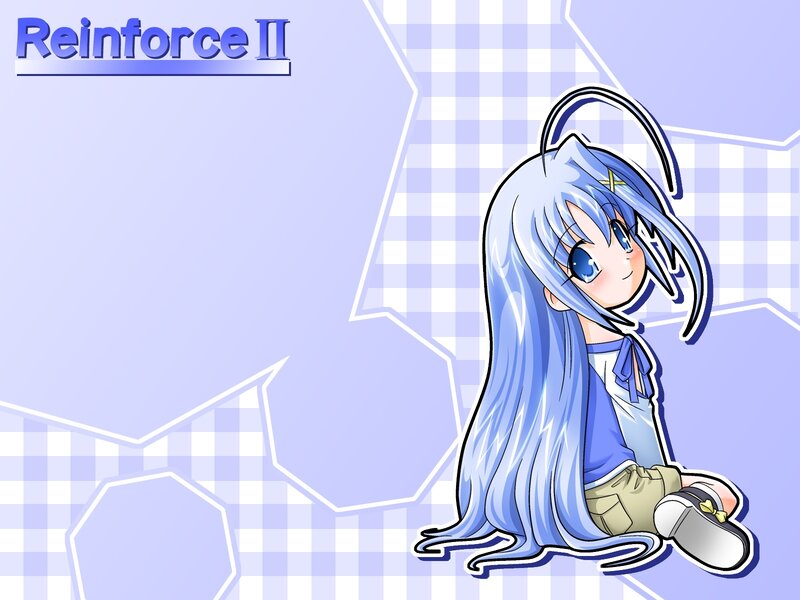 Blue-haired Anime Girl — Purple, Calm, Checkered Pattern