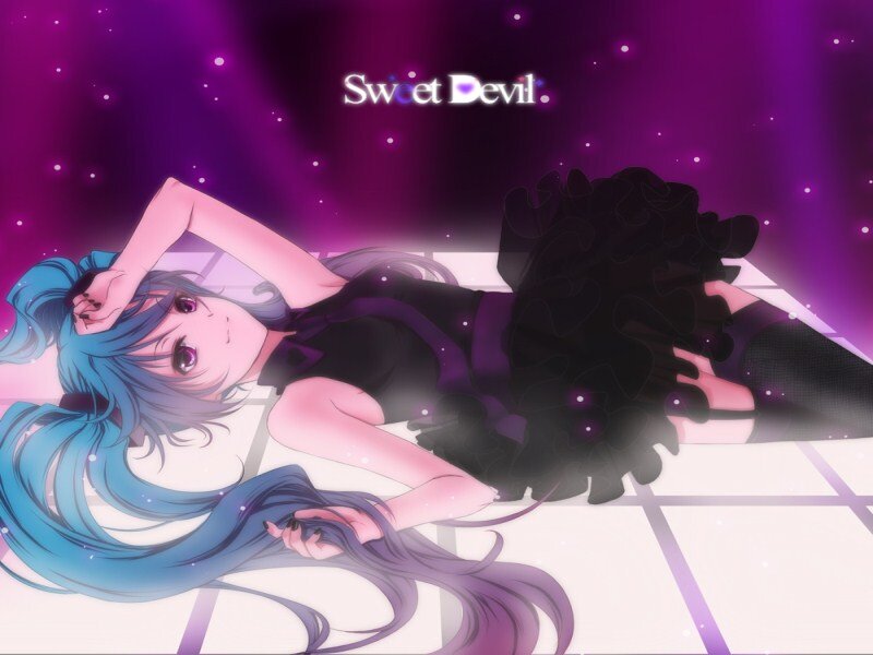 Blue-haired Anime Girl — Purple, Dramatic, Night