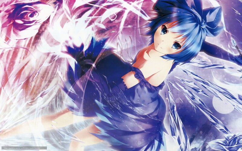 Blue-haired Anime Girl — Purple, Dramatic, Roses