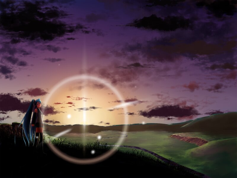 Blue-haired Anime Girl — Purple, Serene