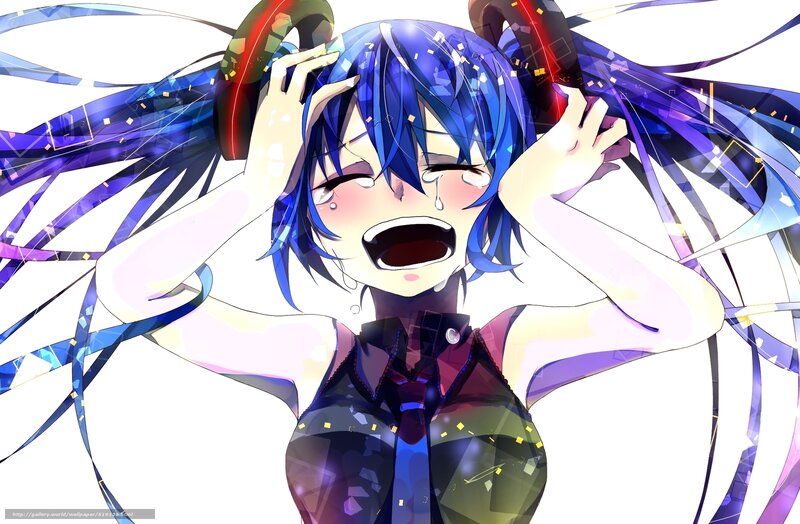 Blue-haired anime girl screaming